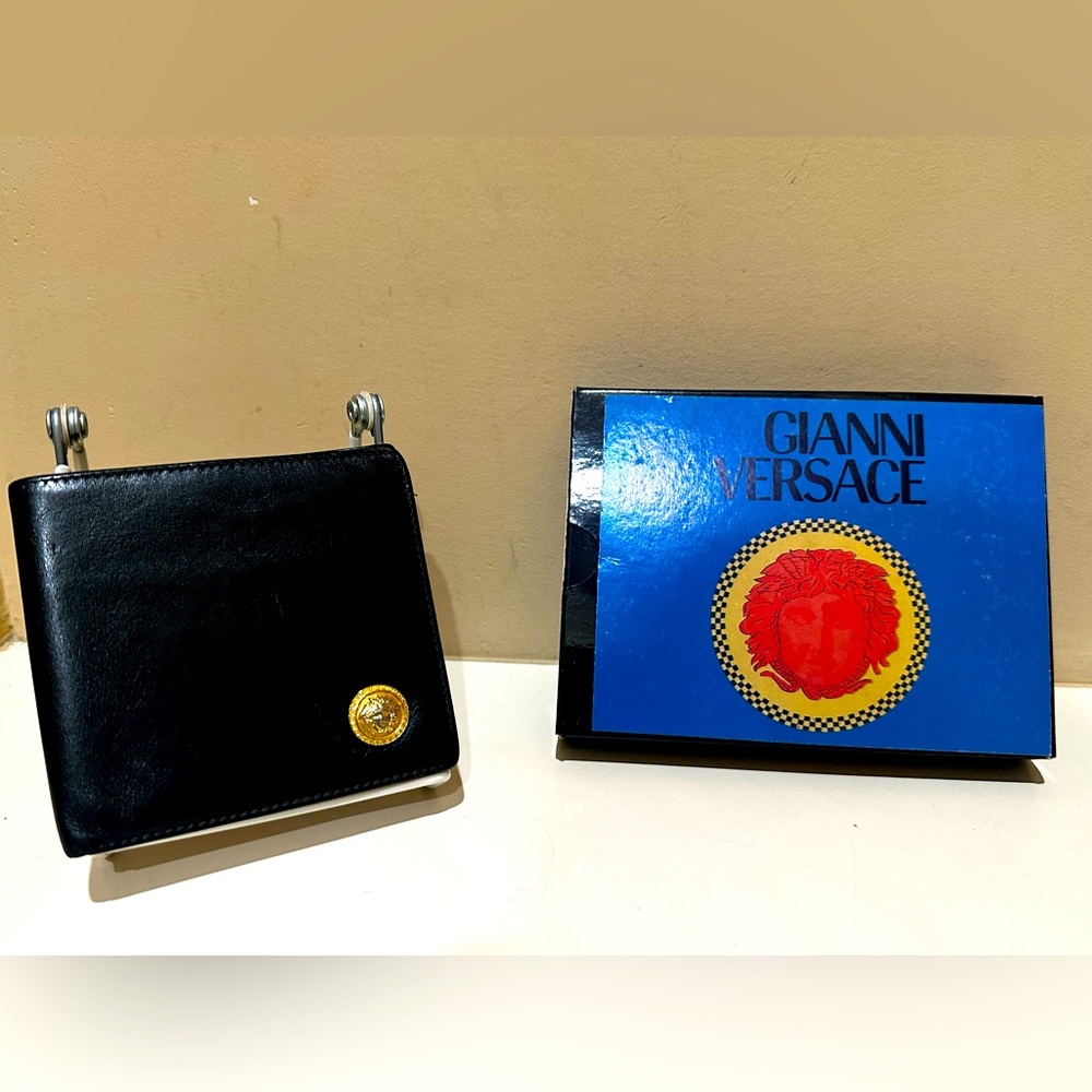 Versace Black Leather Medusa Medallion Wallet